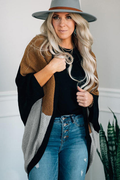 Neutral Colorblock Drapey Cardigan