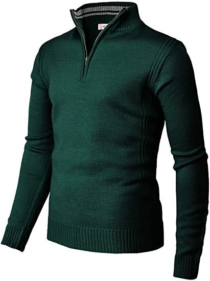 Casual Slim Pullover Knit Zipper Stand Collar Polo Shirt