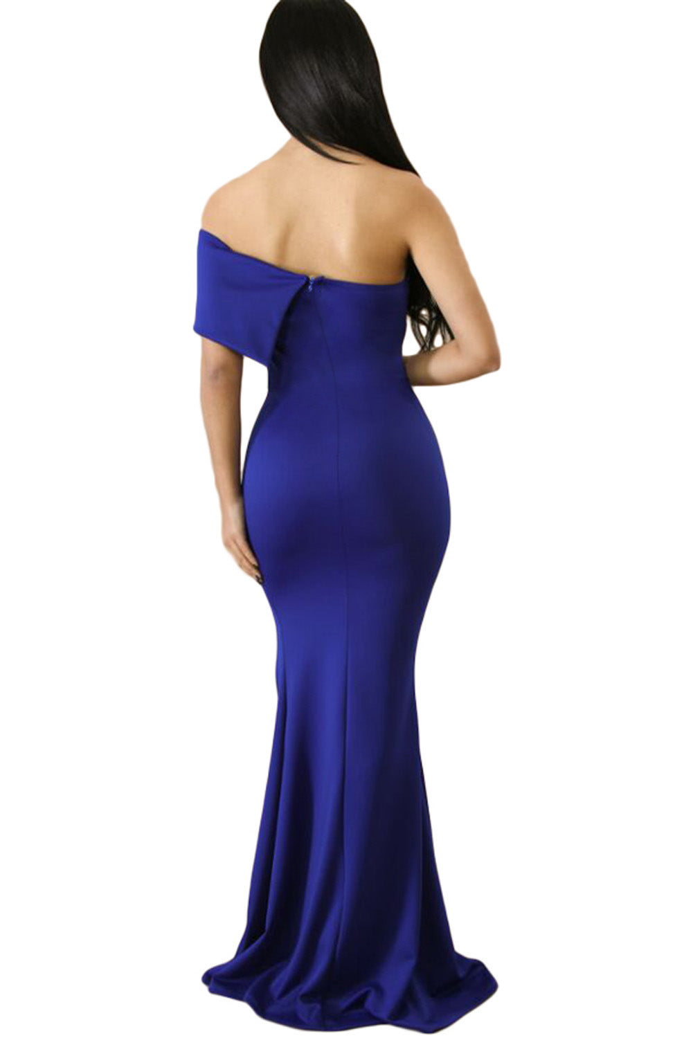 Off The Shoulder One Sleeve Slit Maxi Party Prom Dress